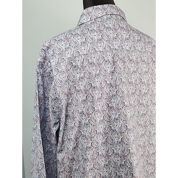 Bugatchi Shaped Fit Long Sleeve Button Down Shirt Comfort Stretch XXL Paisley - Picture 11 of 16